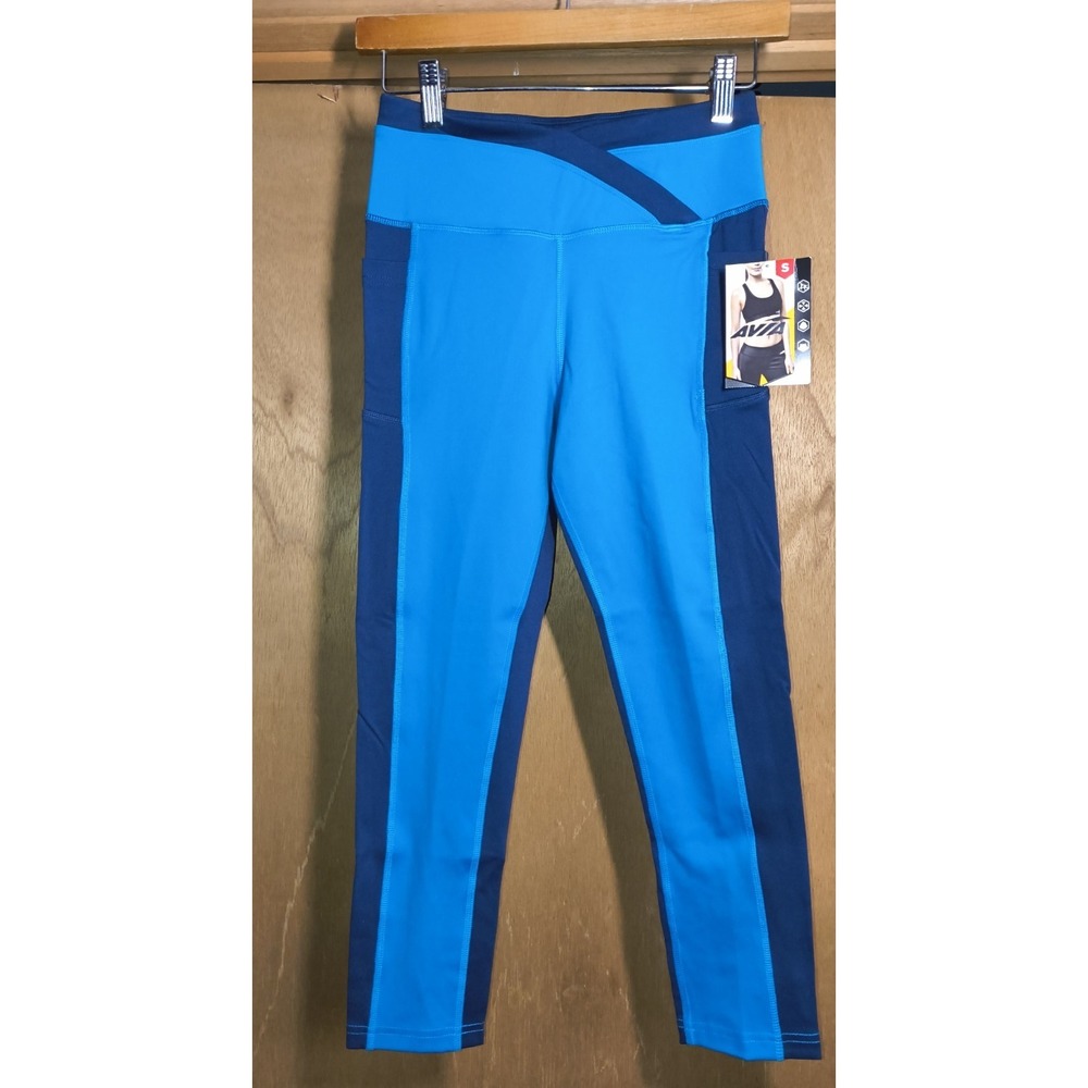 Avia Women's S 4-6 Capri Leggings Workout Pants Athletic Wear Navy & Bright Blue